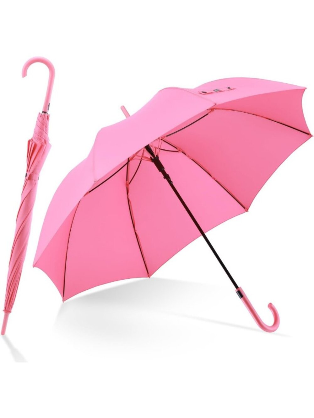 Auto Open UV Stick Umbrella with J Hook Handle - 51IN, UPF 50+ Protection